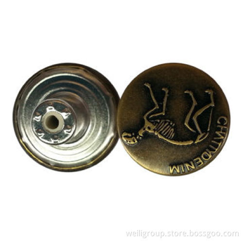 Nylon insert jeans button, made of brass